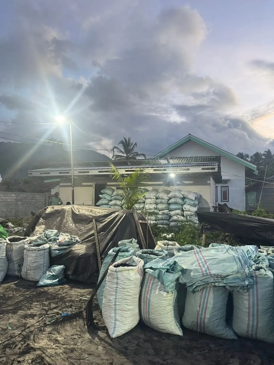 Coconut Shell Charcoal processing facility - Indonesian spice facility in North Sulawesi