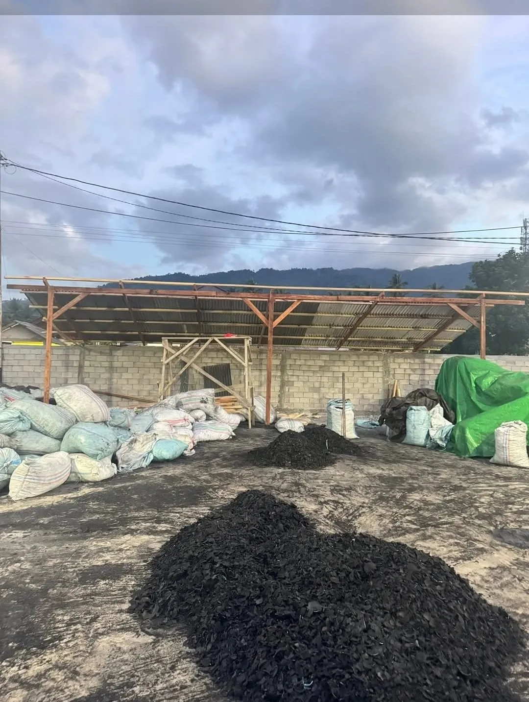 Coconut Shell Charcoal processing facility - Indonesian spice facility in North Sulawesi